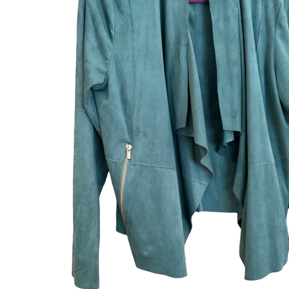 Woman’s aqua blue suede bolero jacket beautiful - Picture 3 of 5